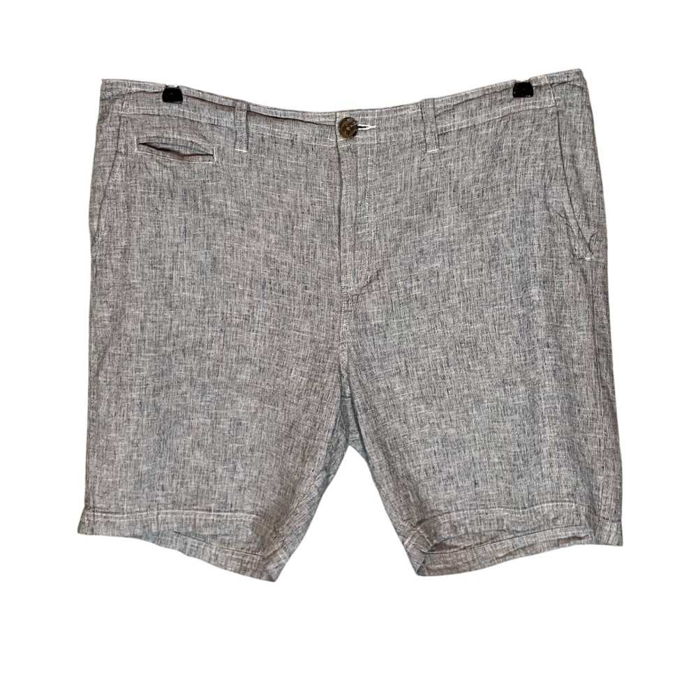 14th & Union Mens Slim Fit Linen Cotton Blend Shorts Grey Heathered Sz 38 Preppy